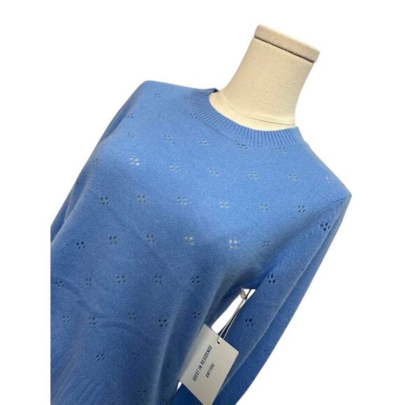 NWT! Guest In Residence Shrunken Pointelle Crew in French Blue M - Picture 9 of 11